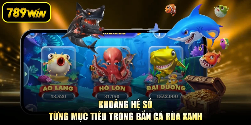 Khoảng hệ số từng mục tiêu trong bắn cá rùa xanh