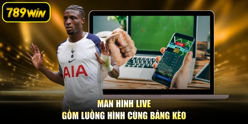 Màn hình live gồm luồng hình cùng bảng kèo